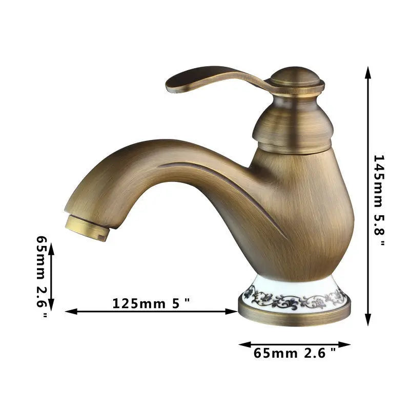 DecorBites™ Antique Brass Swivel Bathroom Faucet Mixer Tap with Single Handle