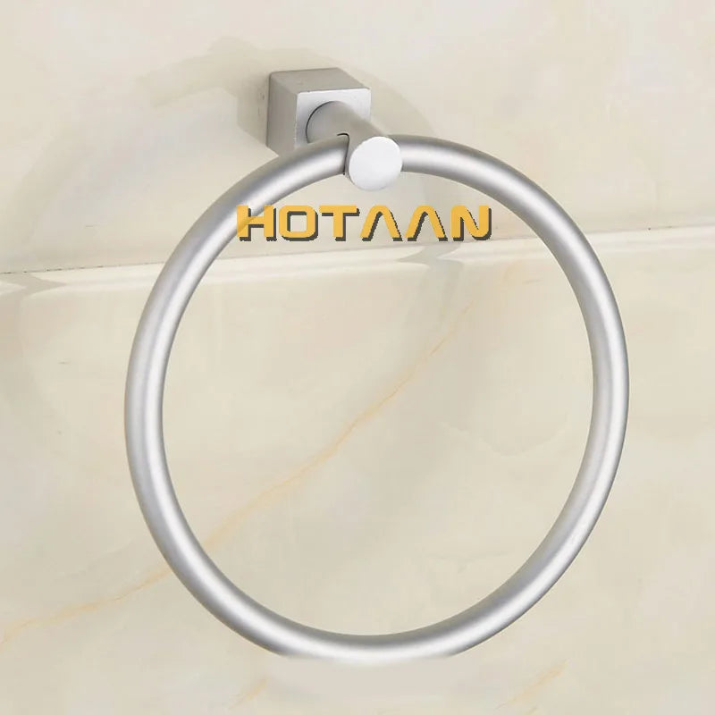 DecorBites™ Aluminium Round Towel Holder Rings Wall Mounted Bathroom Accessories
