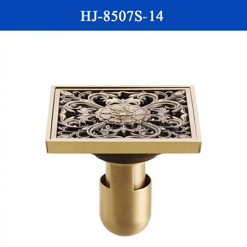 DecorBites™ Antique Brass Shower Drain Cover Euro Art Carved Bathroom Strainer