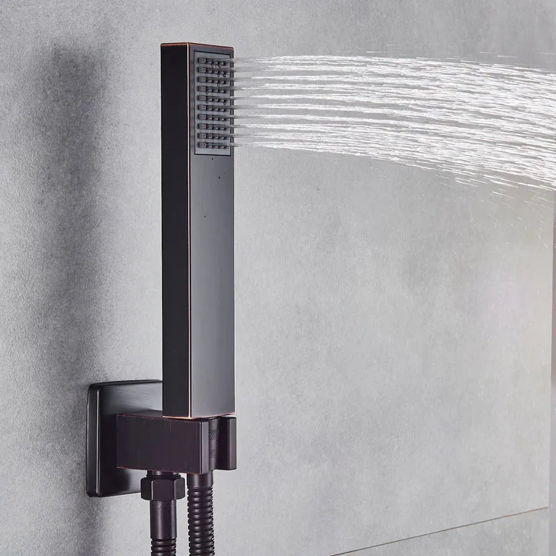DecorBites™ Black Bronze Shower Faucet Set with Rainfall Mixer Tap & 2-ways Valve