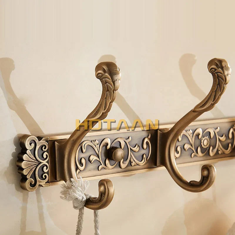 DecorBites™ Antique Brass Robe Hook Towel Holder Bathroom Accessories Wall Mount