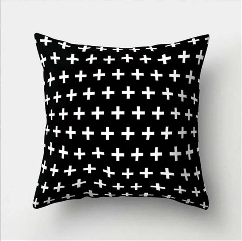 DecorBites™ Black White Flocking Pillowcase 45*45cm Fashion Living Room Sofa Cushion