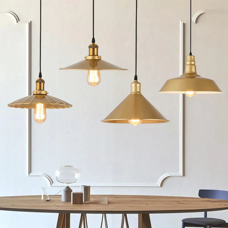 DecorBites™ Gold Wrought Iron Chandelier Pendant Light, E27 LED, Nordic Retro Style