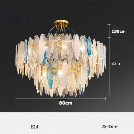 DecorBites™ Art Deco Glass Iron LED Chandelier for Dinning Room