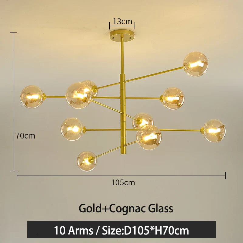 DecorBites™ Black/Gold G9 LED Chandelier for Living Room Bedroom Modern Pendant Lighting