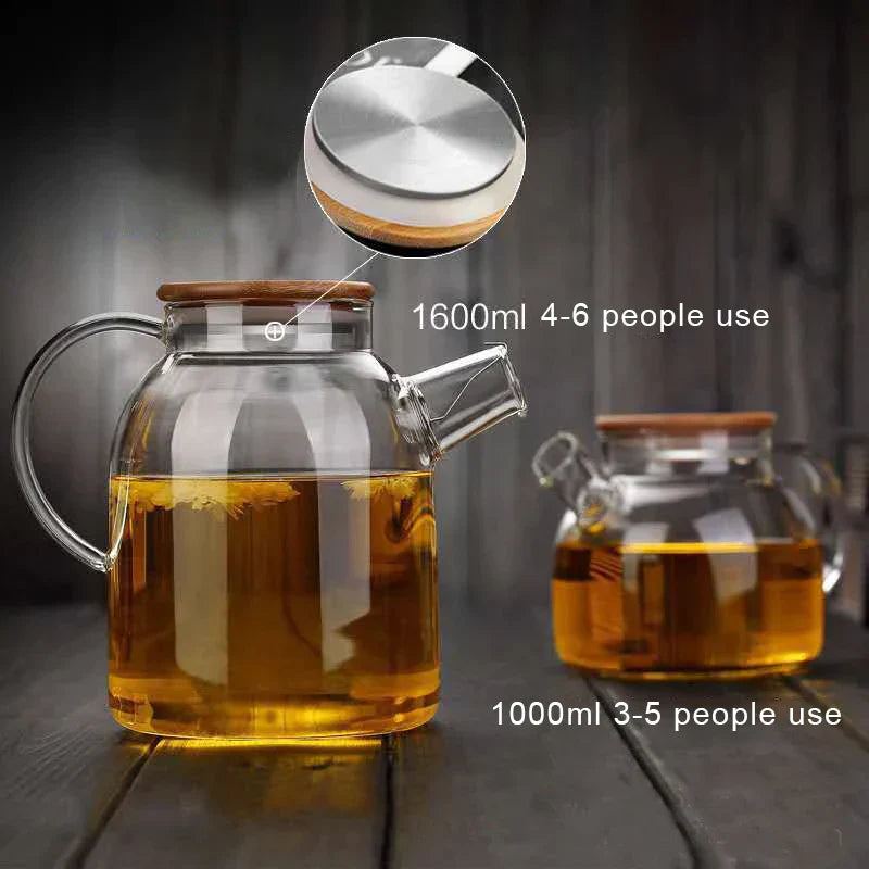 DecorBites™ Glass Teapot Cold Water Jug 1000ml/1600ml