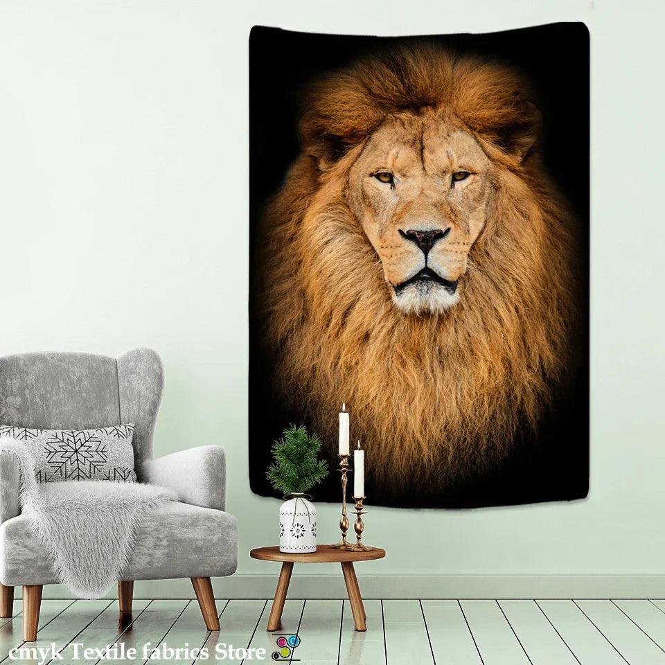 DecorBites™ Lion World Tapestry Hanging Cloth Home Decor Fabric Art Wall Hanging