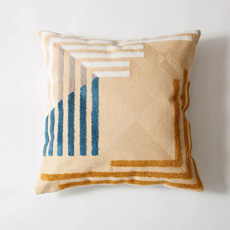 DecorBites™ Abstract Embroidered Pillow Cover 45x45cm Pink Beige for Living Room