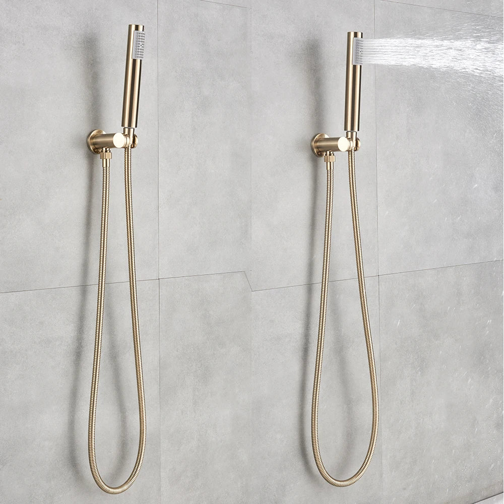 DecorBites™ Brushed Gold Rainfall Shower Set with Single Handle Mixer and Embedded Box