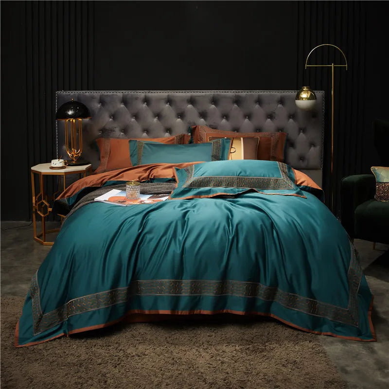 DecorBites™ Luxe Egyptian Cotton Bedding Set: Duvet Cover, Bed Sheet, 2 Pillow Sham