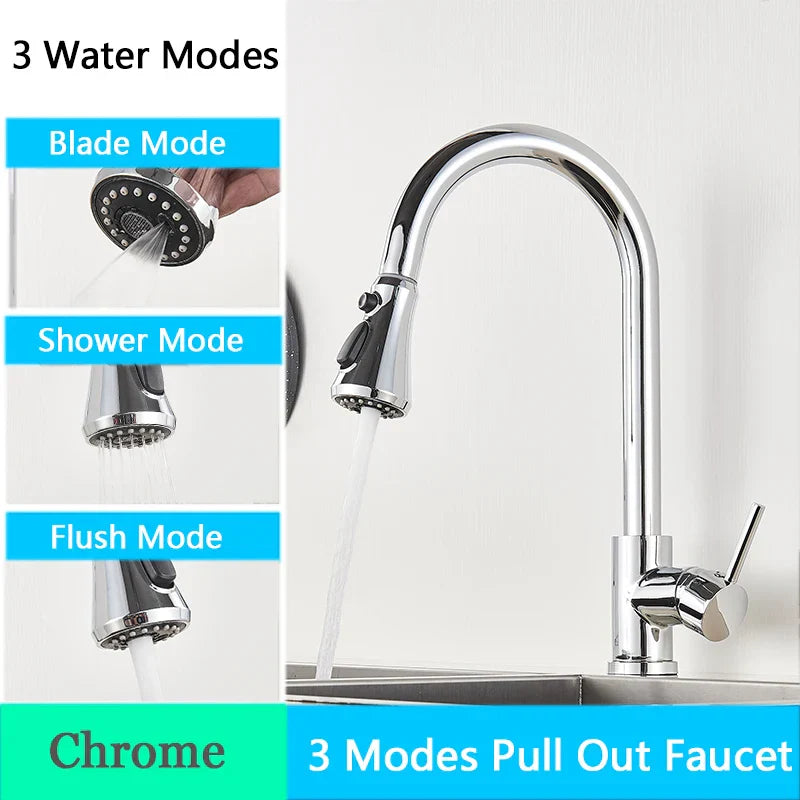 DecorBites™ Black SUS304 Pull Out Kitchen Faucet Tap Single Handle Sink Mixer Spout