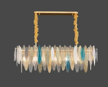 DecorBites™ LED Glass Metal Leaf Chandelier: Luxury Postmodern Lighting for Home Decor, Bedroom, Living Room