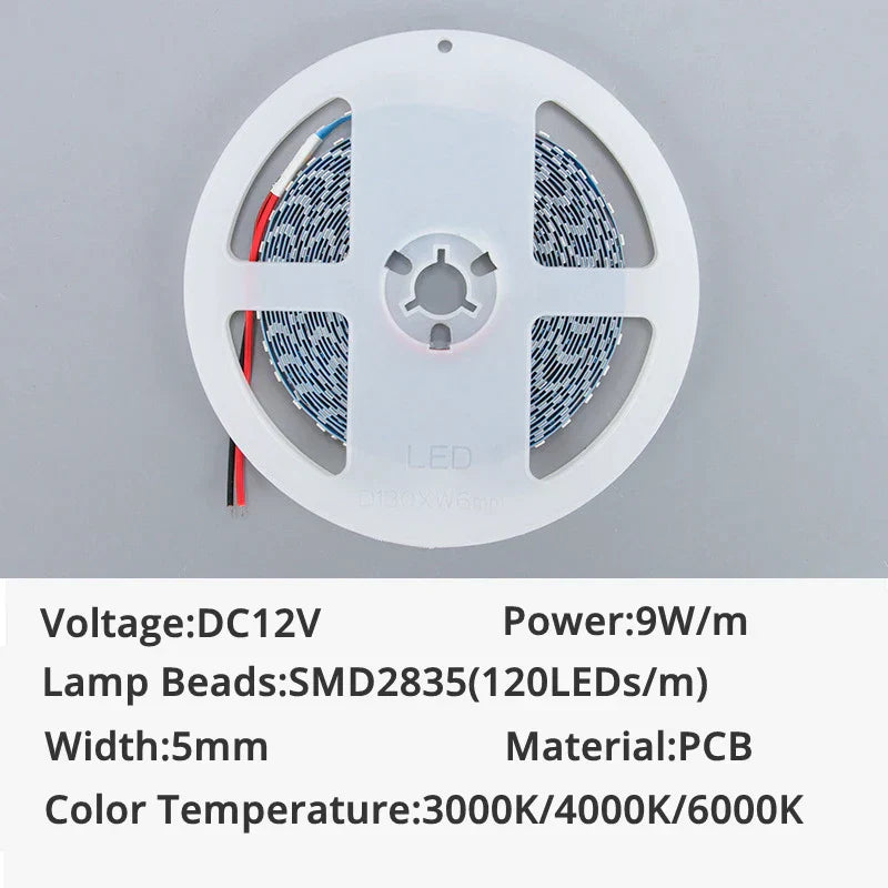 DecorBites™ LED Strip Lights 2835 SMD 120 LEDs/m 5mm DC12V - Home Decor & Bar Lighting