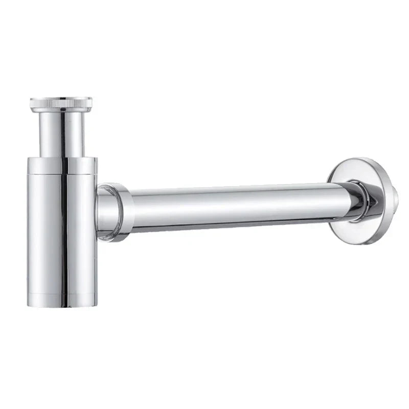 DecorBites™ Brass Basin Wast Drain P-trap for Bathroom Sink - Black/Brushed Gold/Chrome
