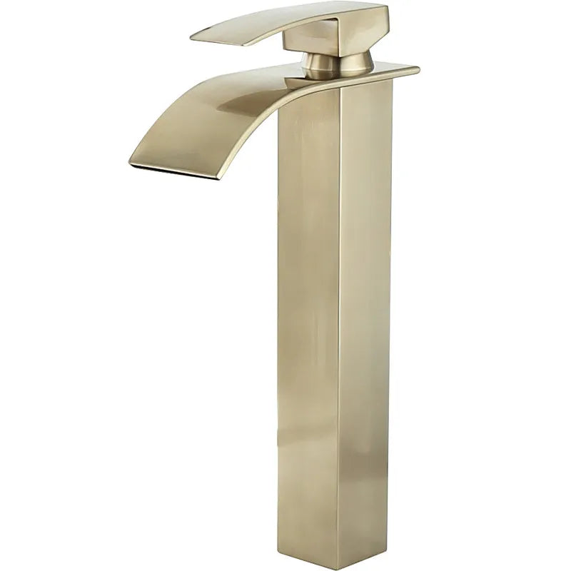 DecorBites™ Brushed Gold Basin Faucet: Solid Brass Single Handle Mixer Tap, Deck Mounted.