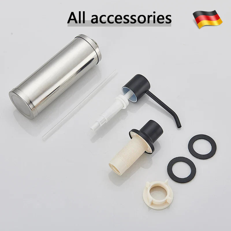 DecorBites™ 220ML Black Kitchen Soap Dispenser Stainless Steel Head, 3 Colors Liquid Detergent Bottle