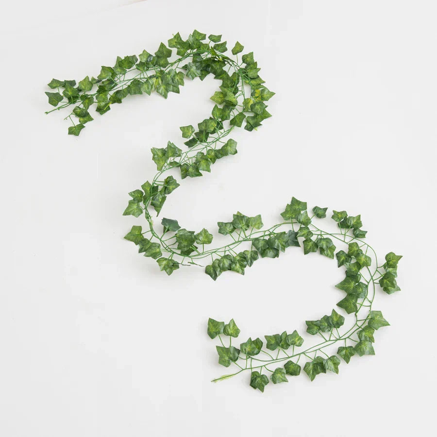 DecorBites™ Artificial Hanging Christmas Garland Green Silk Leaves for Home Wedding Garden