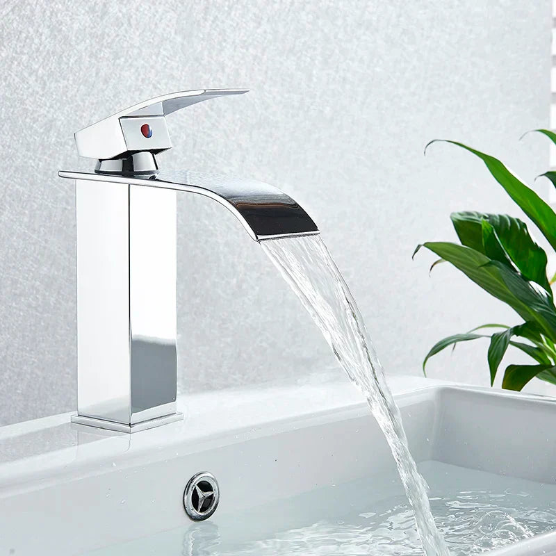 DecorBites™ Black Waterfall Basin Faucet Mixer Tap for Vessel Sinks - Single Hole