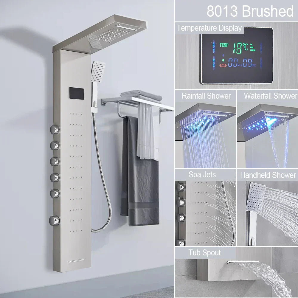 DecorBites™ Black LED Shower Faucet SPA Massage Jet Rain Panel Bidet Sprayer Tap