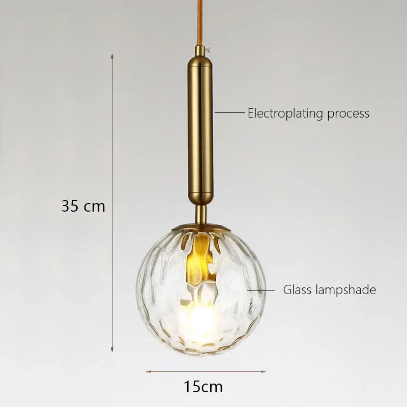 DecorBites™ Glass Ball LED Pendant Light for Bedroom and Bar, Modern Globe Hanging Ceiling Lamp