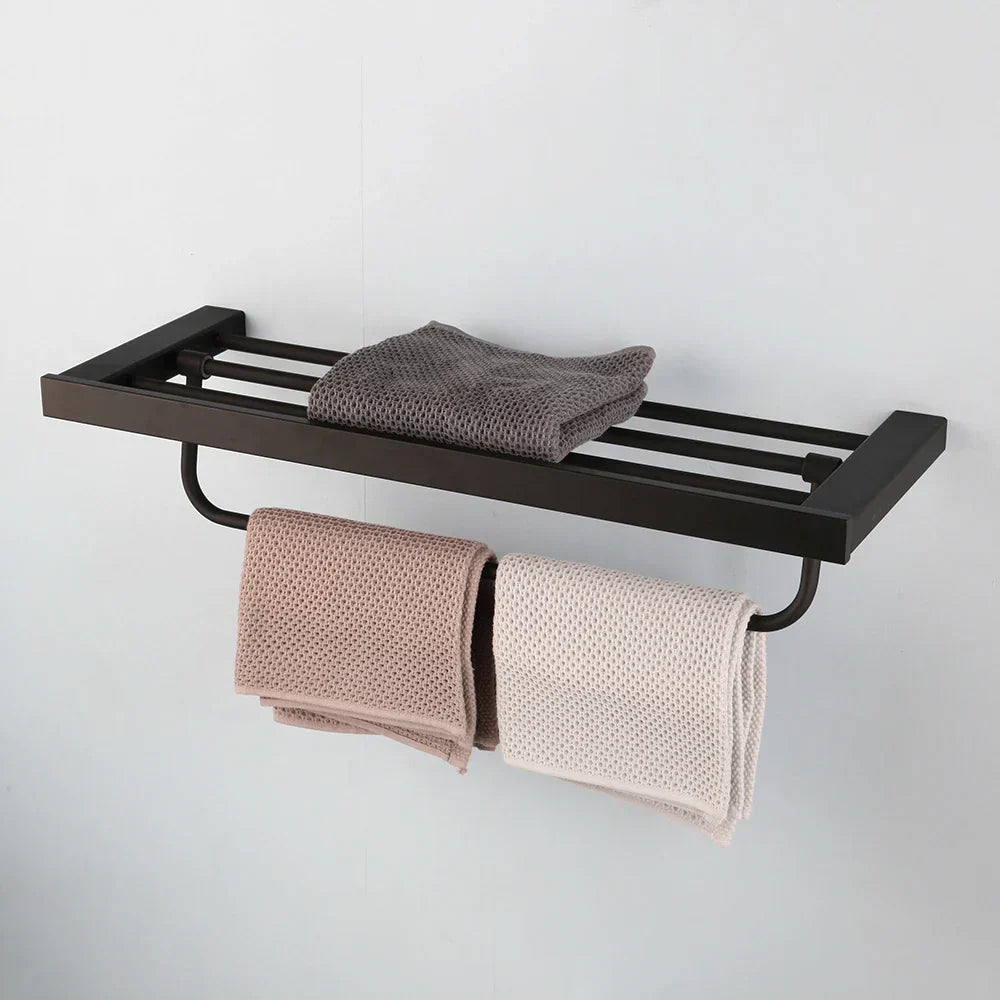 DecorBites™ Black Matte Stainless Steel Bathroom Hardware Set: Paper Holder, Toothbrush Holder, Towel Bar & Accessories