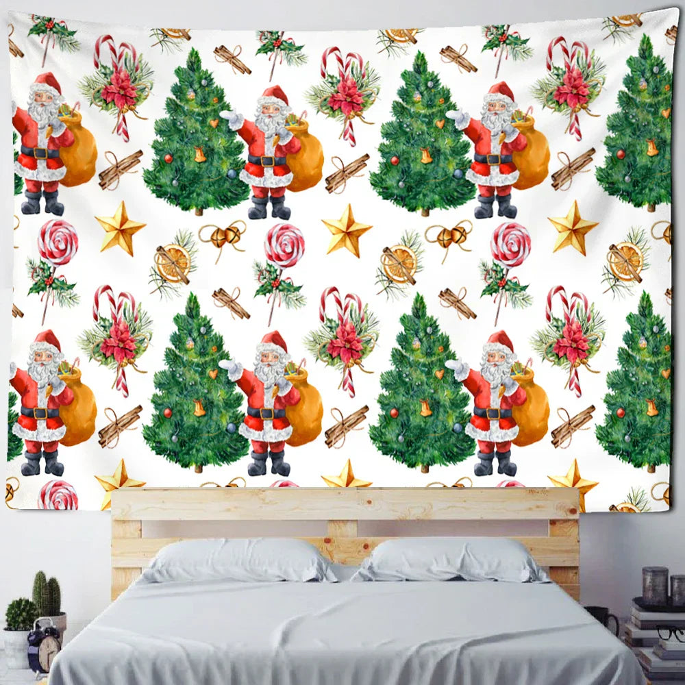 DecorBites™ Christmas Fireplace Tapestry Wall Hanging Home Decor