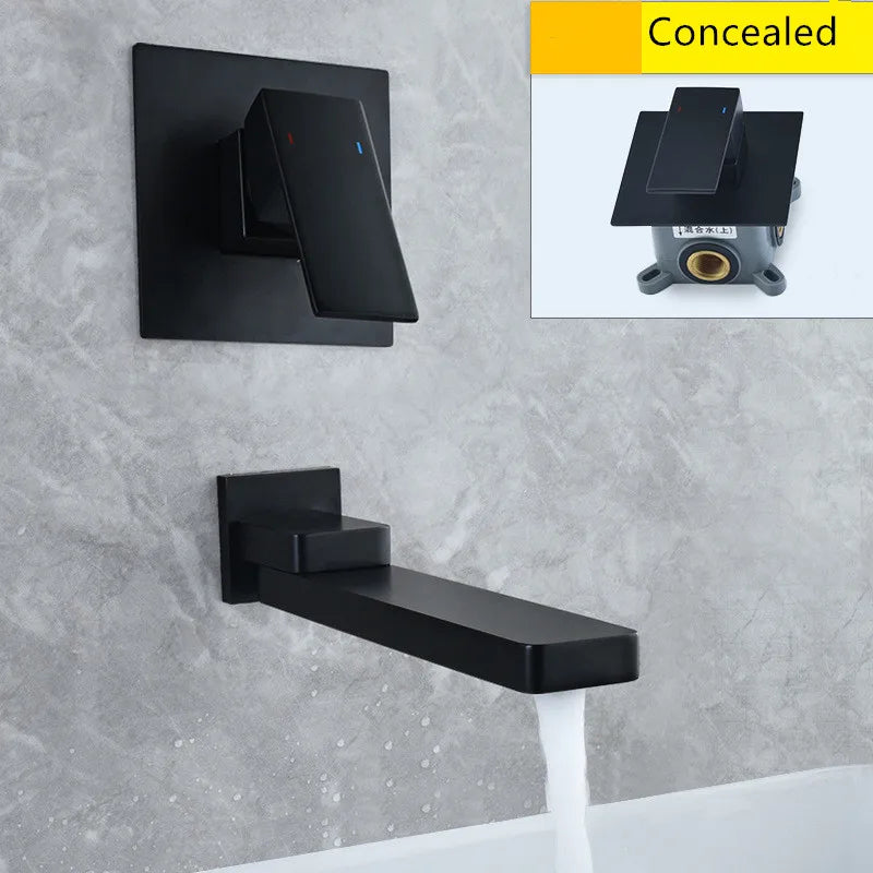 DecorBites™ Brushed Gold In-Wall Basin Faucet Set, Hot Cold Bathroom Sink Mixer Tap