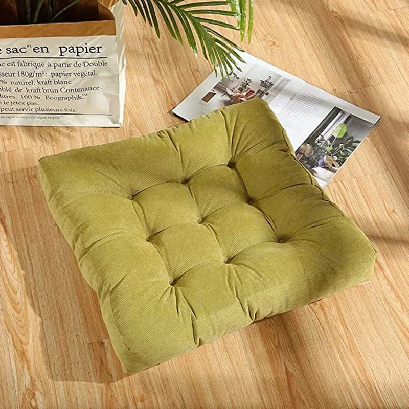 DecorBites™ Corduroy Floor Seat Cushion Pad for Adults – Large, Soft Square Pouf for Comfort