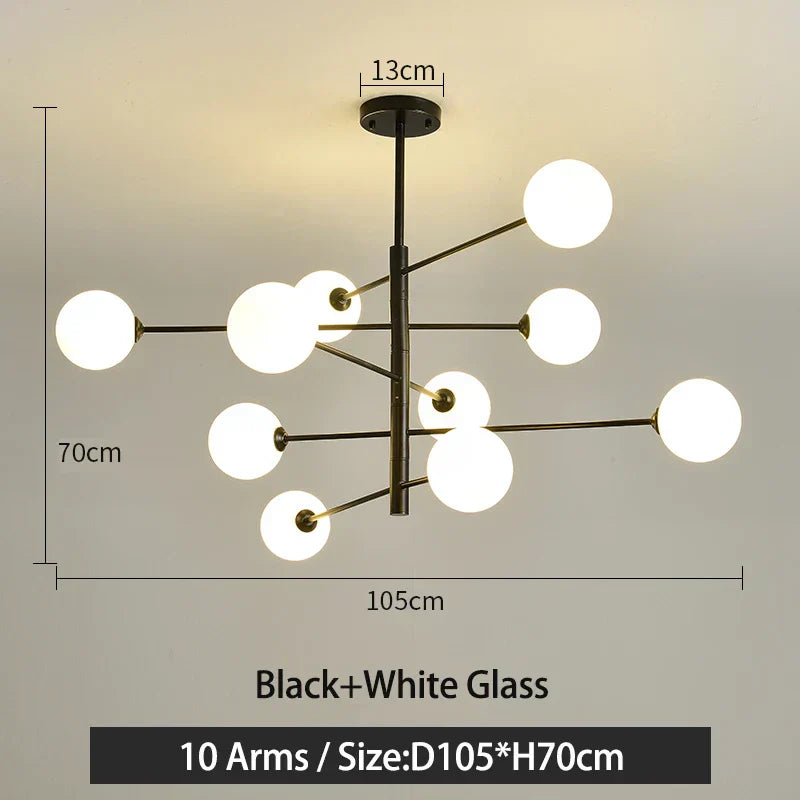 DecorBites™ Black/Gold G9 LED Chandelier for Living Room Bedroom Modern Pendant Lighting