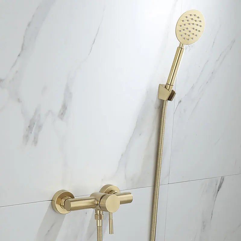 DecorBites™ Brushed Gold Wall Mounted Shower Faucet Set for Bathroom with Hot and Cold Mixer