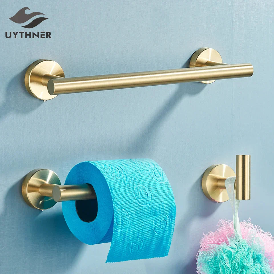 DecorBites™ Bathroom Hardware Set: Towel Bar, Robe Hook, Rack, Shelf, Tissue Holder, Hook