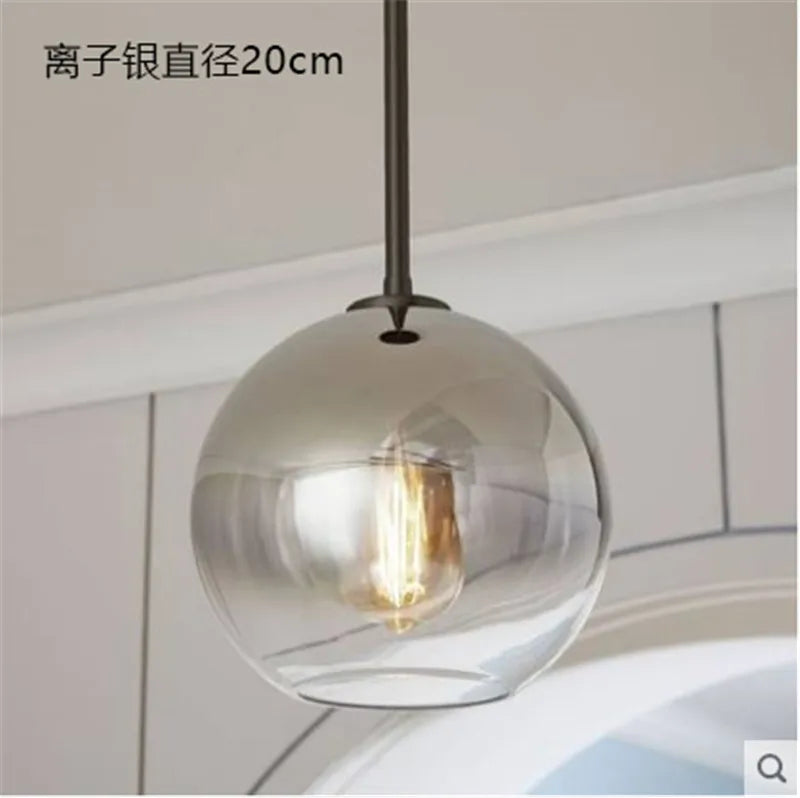 DecorBites™ Glass Ball LED Pendant Light: Modern Silver Gold Nordic Kitchen Decor