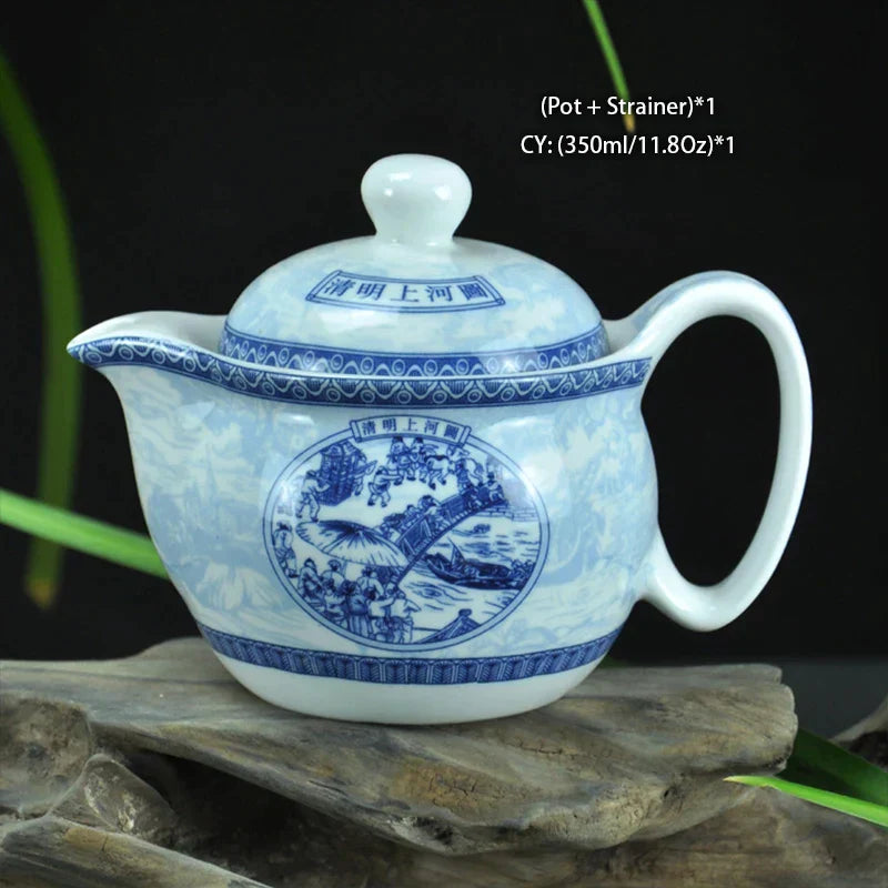 DecorBites™ Ceramic Kung Fu Teapot with Dragon Design 350ml - Handmade Porcelain Tea Pot
