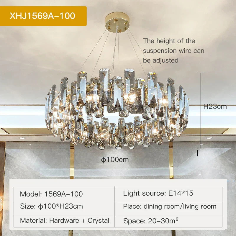 DecorBites™ Crystal LED Chandelier for Elegant Living Room, Dining, Bedroom, Kitchen
