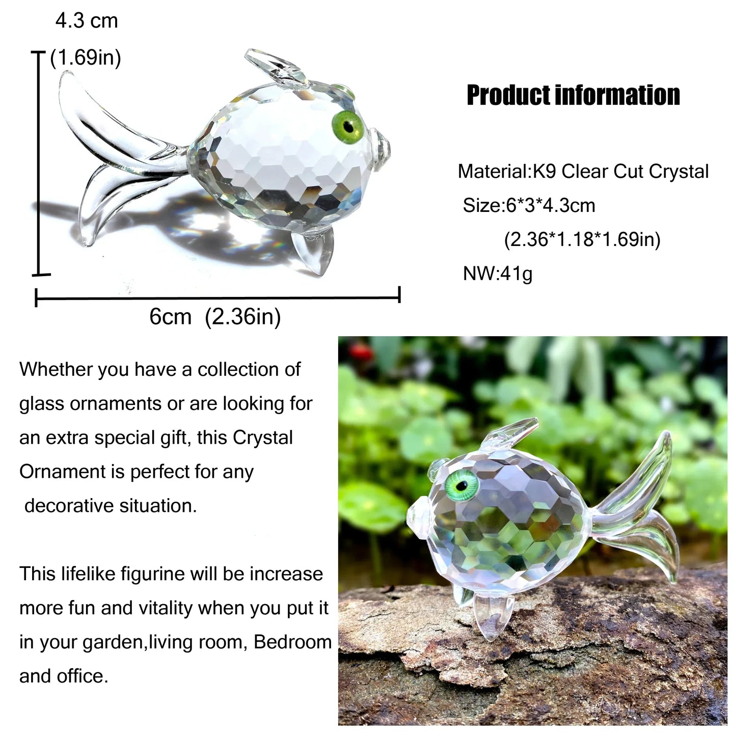 DecorBites™ Goldfish Glass Miniature Sculpture for Modern Home Decor & Gifts