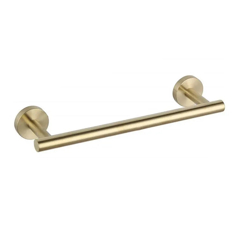 DecorBites™ Brushed Gold Bathroom Accessory Set: Towel Rail, Towel Rack, Paper Holder, Toilet Hanger