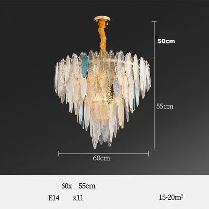 DecorBites™ Art Deco Glass Iron LED Chandelier for Dinning Room