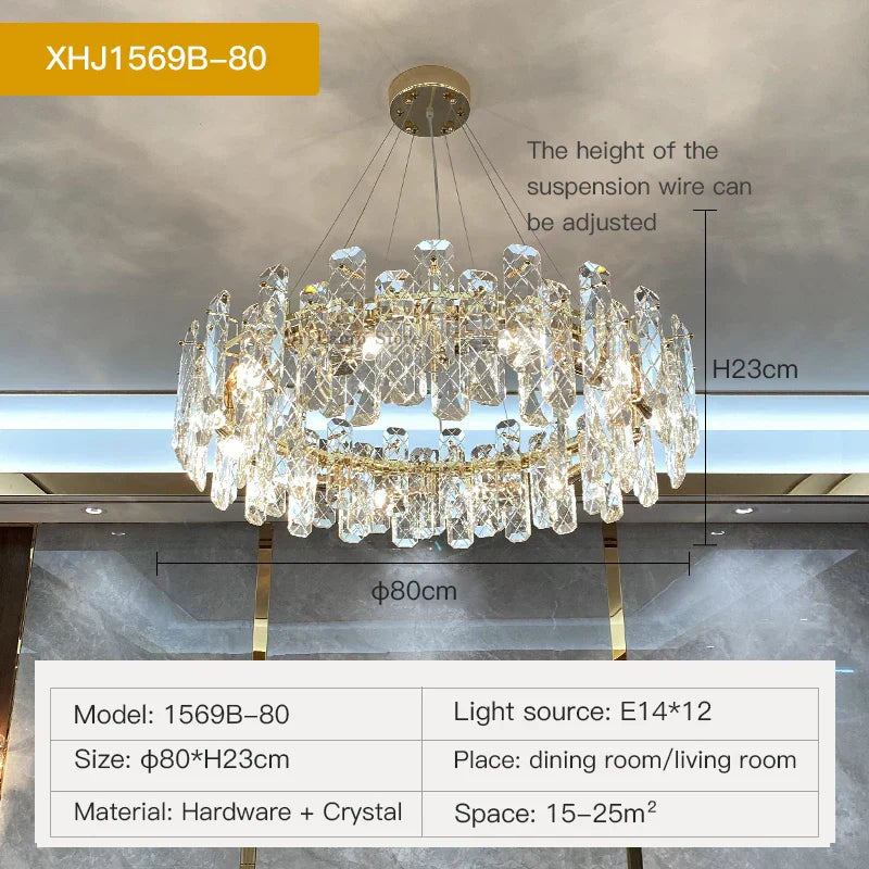DecorBites™ Crystal LED Chandelier for Elegant Living Room, Dining, Bedroom, Kitchen