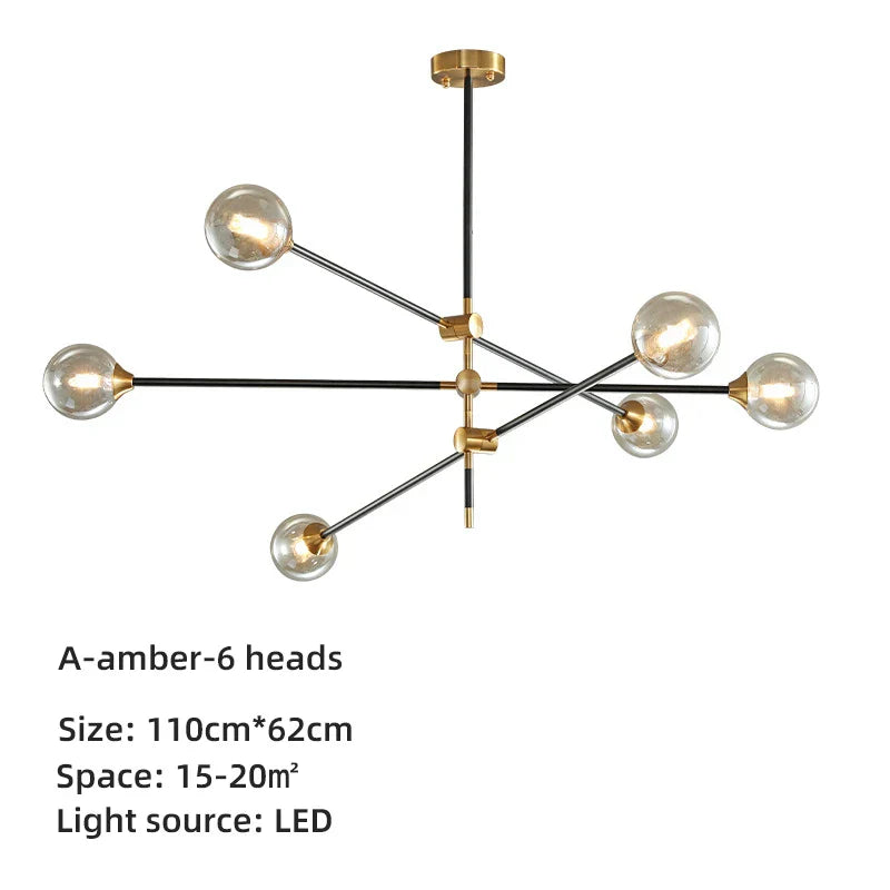 DecorBites™ Geometric Glass Ball Chandelier: Post-modern LED Pendant Lights for Stylish Decor