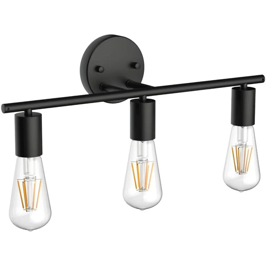 DecorBites™ Black Metal Wall Bathroom Mirror Lamp - Modern Indoor Bedroom Decor