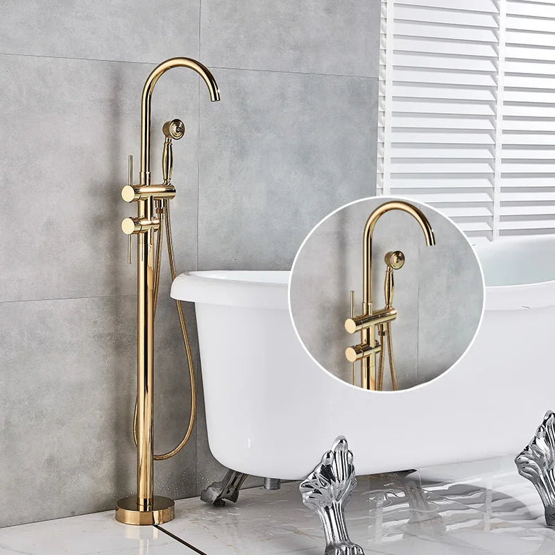DecorBites™ Antique Brass Tub Faucet Swivel Spout Filler Hot Cold Mixer Tap