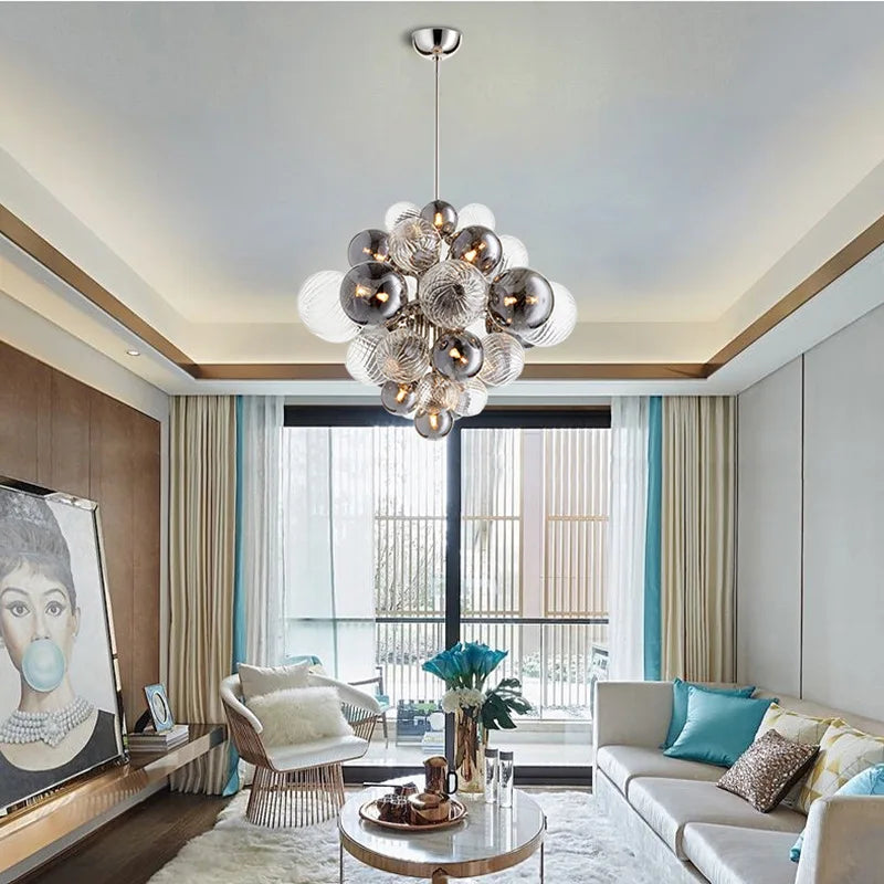 DecorBites™ Glass Globe LED Chandelier Pendant Light for Nordic Luxury Living Room
