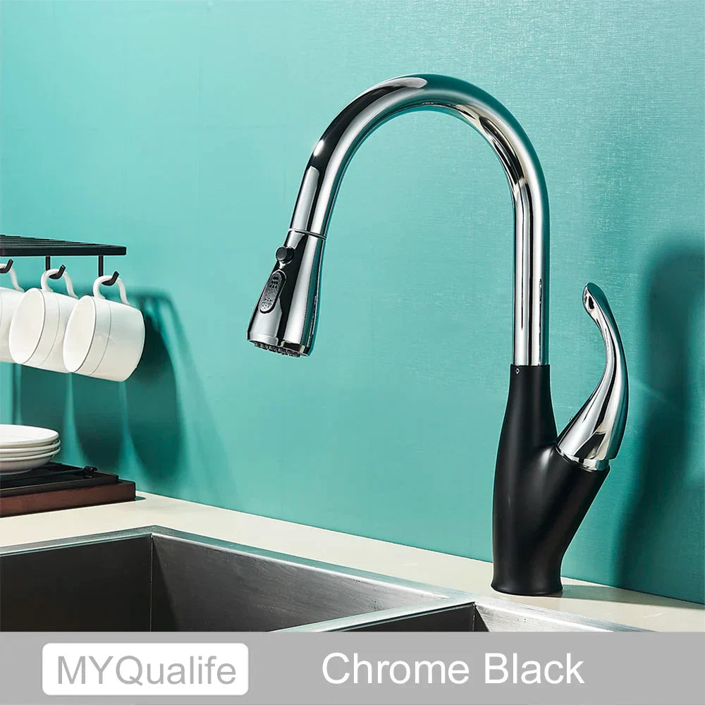 DecorBites™ Black Kitchen Faucet: Single Handle Hot & Cold Mixer with 360 Rotation