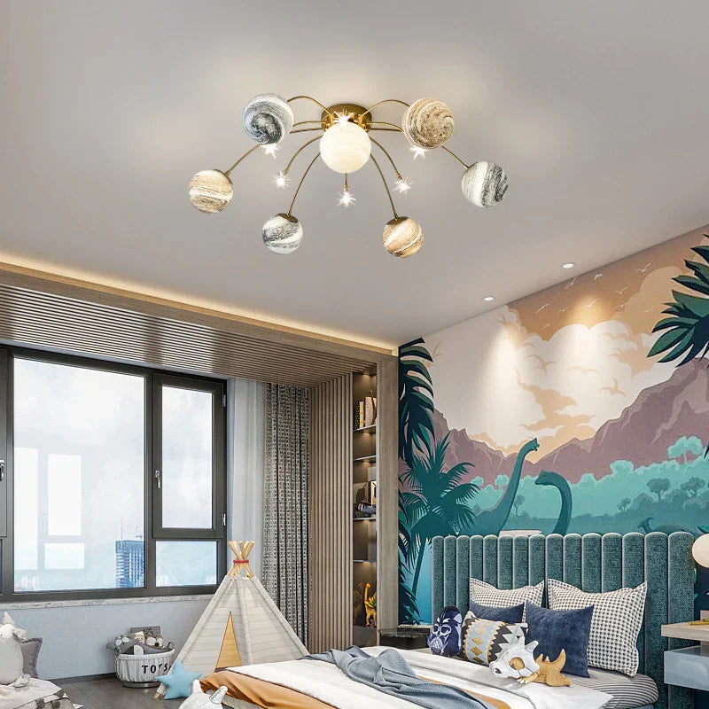 DecorBites™ Glass Ball Planet Chandelier for Kids Room and Living Room