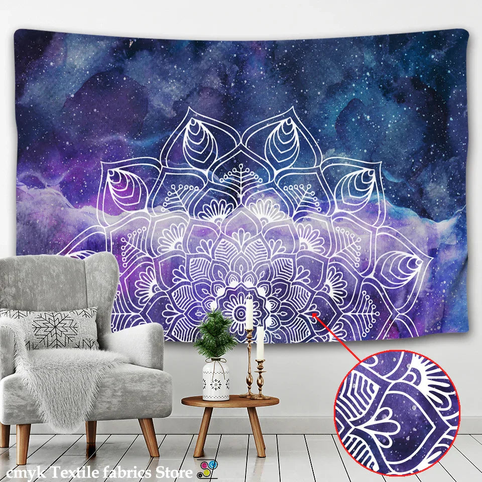 DecorBites™ Boho Sun Moon Mandala Wall Tapestry Psychedelic Hippie Decor