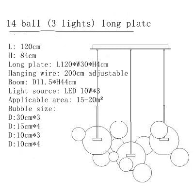 DecorBites™ Glass Bubble LED Chandelier for Kids Kitchen Dining Office Lighting