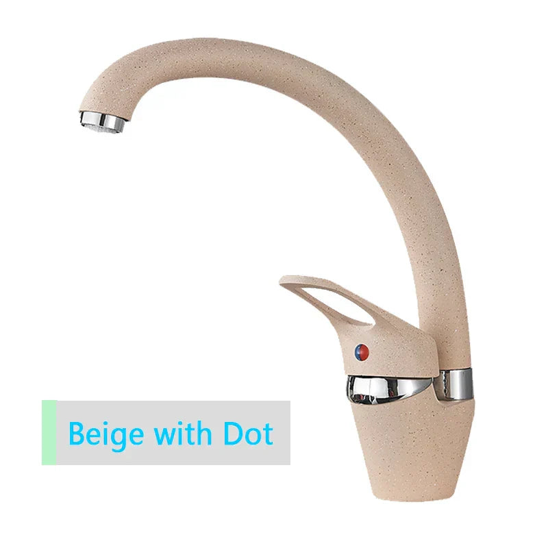DecorBites™ Beige Brass Kitchen Faucet 360 Swivel Spout Single Handle Mixer Tap