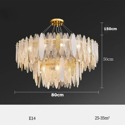DecorBites™ Art Deco Glass Iron LED Chandelier for Dinning Room