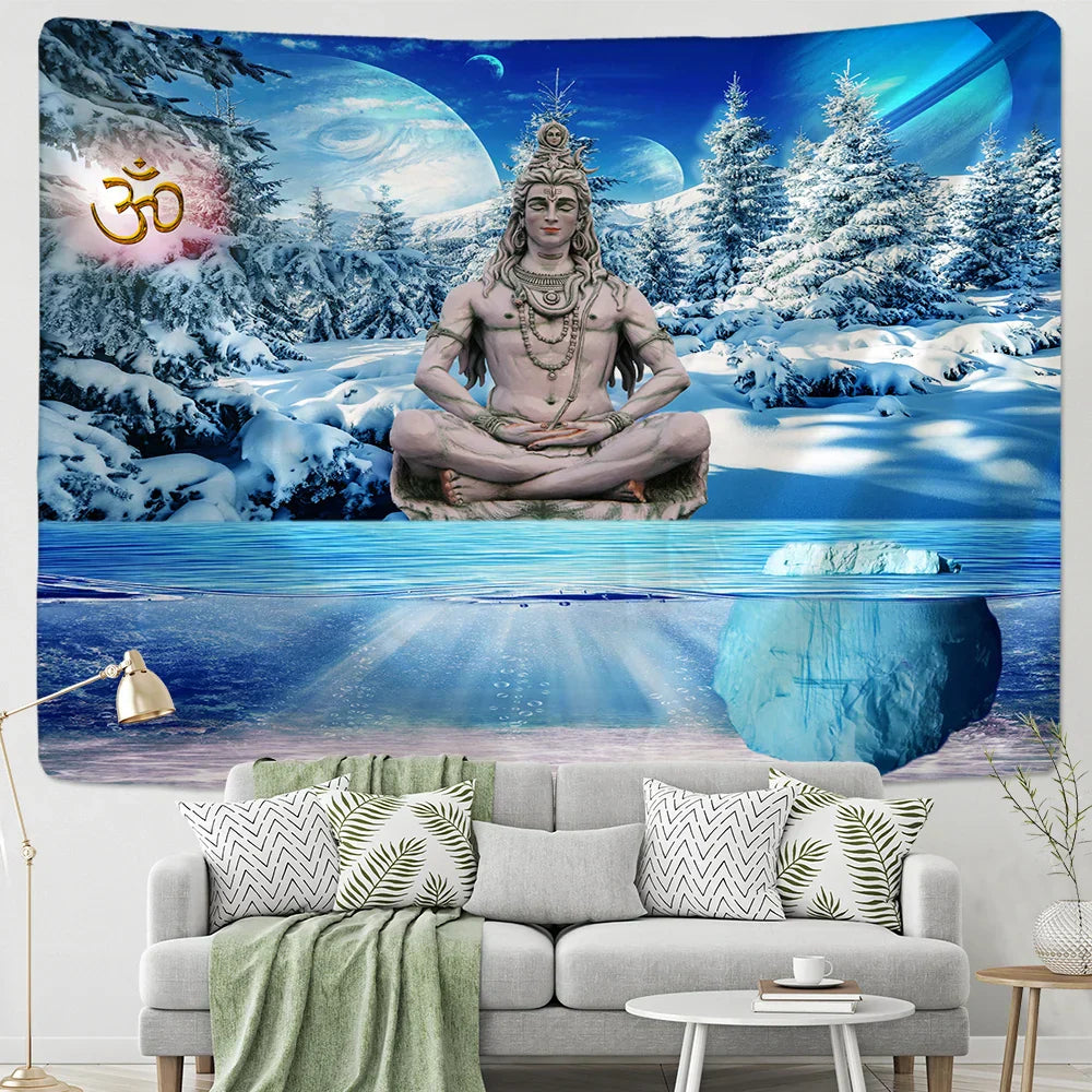 DecorBites™ Buddhism Wall Hanging Tapestry Blanket Rug for Beach, Picnic, Camping