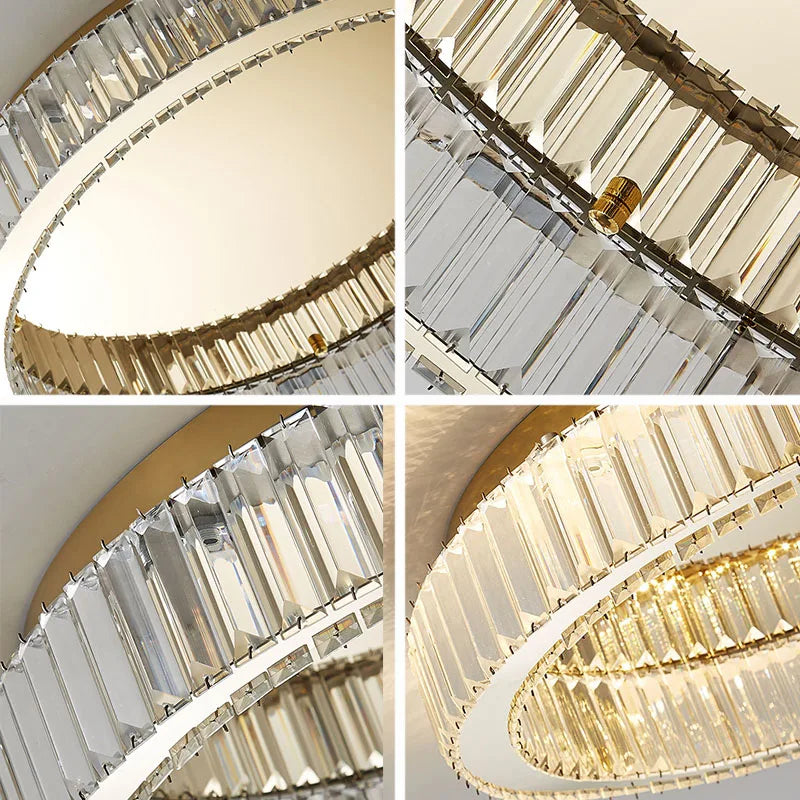 DecorBites™ Crystal Circle Ceiling Chandelier: Modern LED Indoor Lighting for Living Room, Bedroom & Study